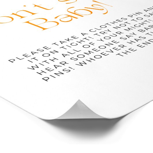 Minimalistische retro zon zeggen geen Baby Poster (Hoek)