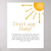 Minimalistische retro zon zeggen geen Baby Poster (Voorkant)