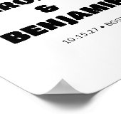 Minimalistische Retro Zwart-Wit Huwelijk Welkom Poster (Hoek)