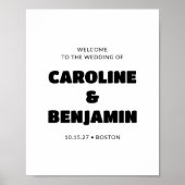 Minimalistische Retro Zwart-Wit Huwelijk Welkom Poster (Voorkant)