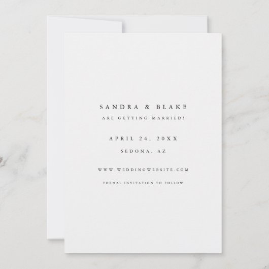 Minimalistische Retro Zwart & Wit Trouwfoto Save The Date (Achterkant)