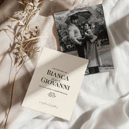 Minimalistische Retro Zwarte Typografie Wedding Kaart