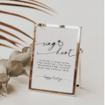 Minimalistische Ring Hunt Elegant kalligrafie spel Poster<br><div class="desc">Vrijgezellenfeest ring jacht spel poster.</div>
