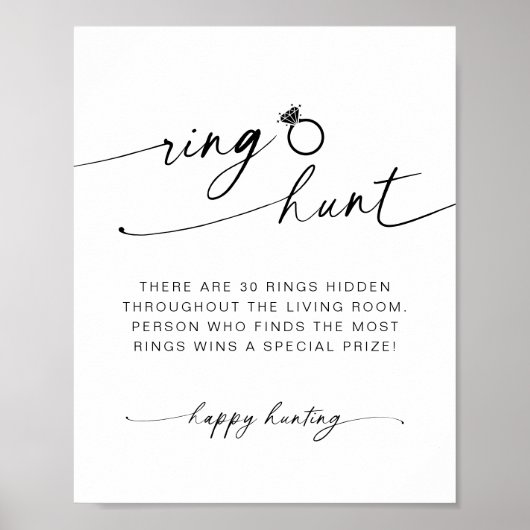 Minimalistische Ring Hunt Elegant kalligrafie spel Poster (Voorkant)