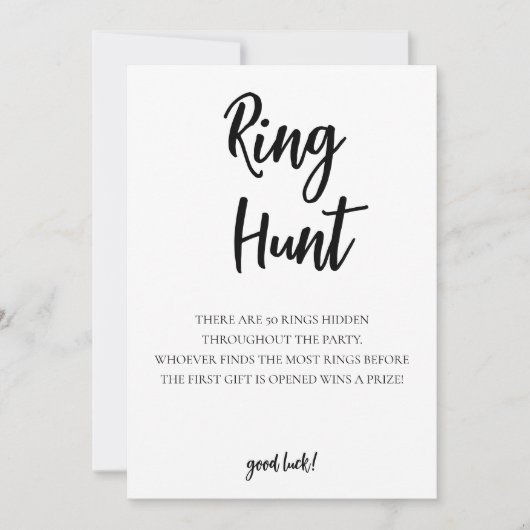 Minimalistische Ring Hunt Game Vrijgezellenfeest K Kaart (Voorkant)