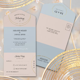 Minimalistische ringen bruiloft all in one uitnodiging