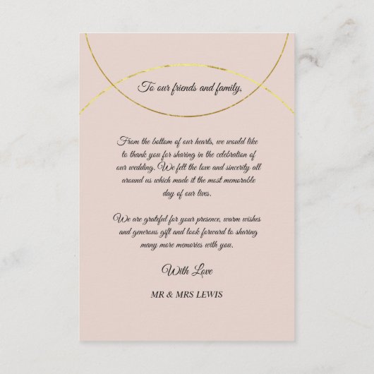 Minimalistische ringen bruiloft dank u informatiekaartje (Achterkant)