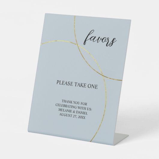 Minimalistische ringen bruiloft gunsten teken reclamebord met voetstuk (Voorkant)