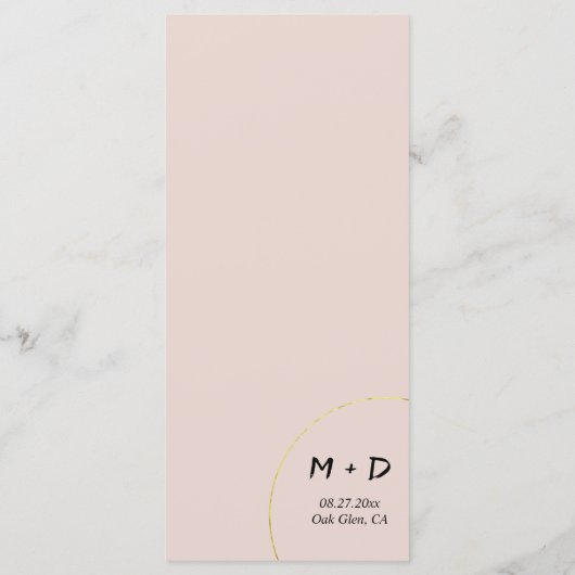 Minimalistische ringen bruiloft menu (Achterkant)