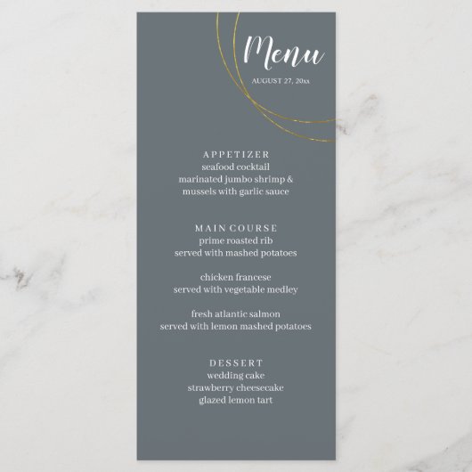 Minimalistische ringen bruiloft menu (Voorkant)