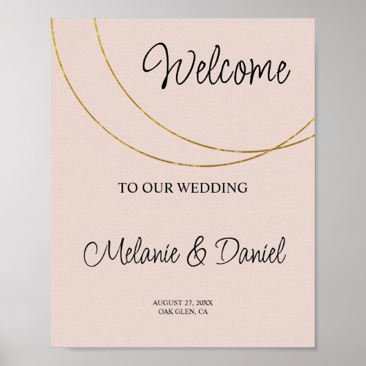 Minimalistische ringen Bruiloft Welkomstbord Poster (Voorkant)