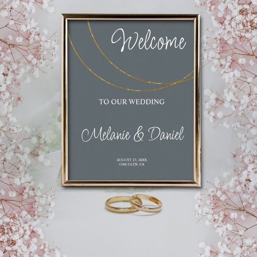 Minimalistische ringen Bruiloft Welkomstbord Poster