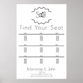 Minimalistische Ringlogo Trouwzaalstoelenkaart Poster