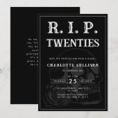 Minimalistische Rip 20s Zwart Wit Schedel 30e Verj Kaart (Voorkant / Achterkant)