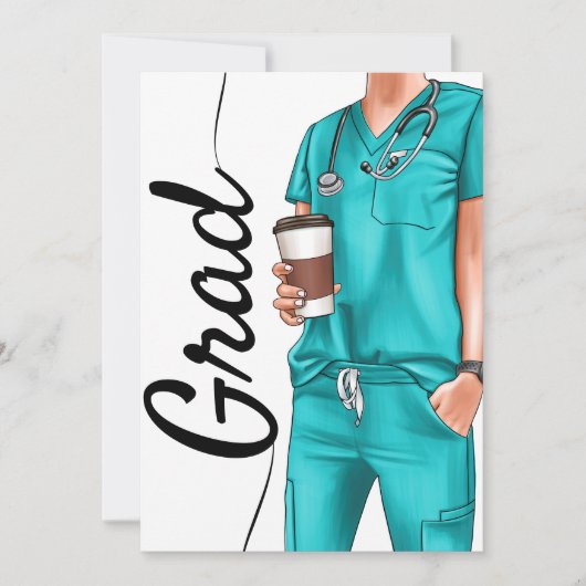 Minimalistische RN afstuderen uitnodiging (Voorkant)