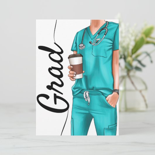 Minimalistische RN afstuderen uitnodiging (Staand voorkant)