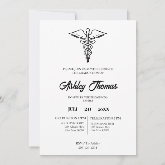 Minimalistische RN afstuderen uitnodiging (Achterkant)