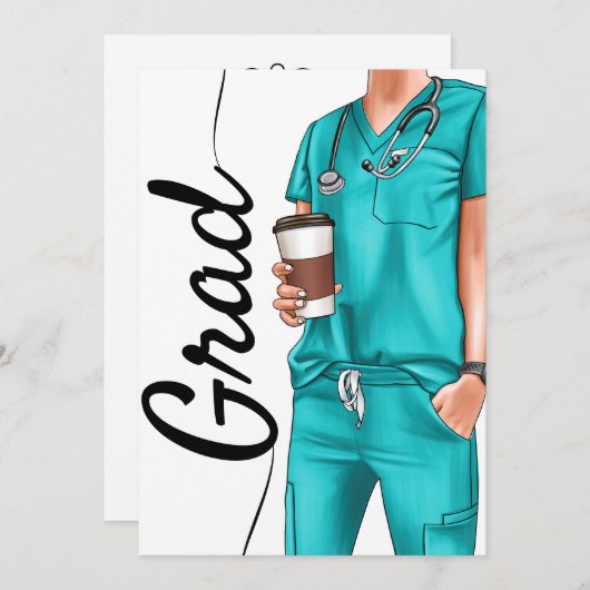 Minimalistische RN afstuderen uitnodiging (Voorkant / Achterkant)