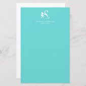 Minimalistische Robins Egg Blue White Swan Logo Briefpapier (Voorkant / Achterkant)