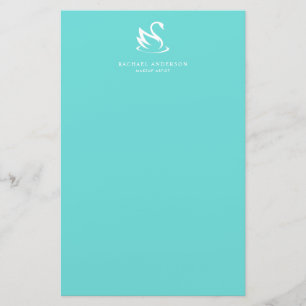 Minimalistische Robins Egg Blue White Swan Logo Briefpapier