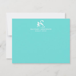 Minimalistische Robins Egg Blue White Swan Logo Notitiekaartje