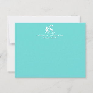 Minimalistische Robins Egg Blue White Swan Logo Notitiekaartje