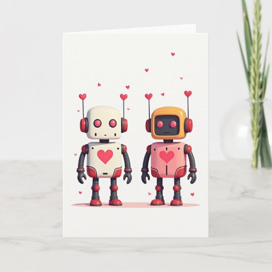 Minimalistische Robots Harten Kaart (Voorkant)