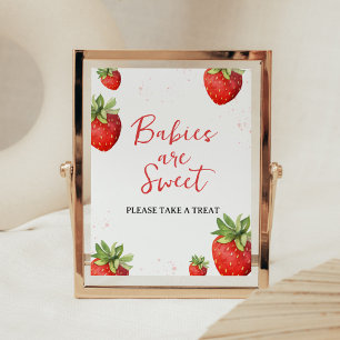 Minimalistische rode aardbei baby's zijn zoet poster