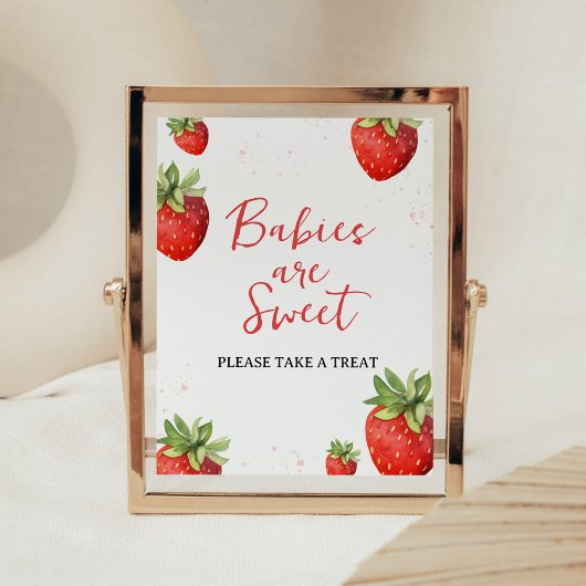 Minimalistische rode aardbei baby's zijn zoet poster