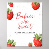 Minimalistische rode aardbei baby's zijn zoet poster (Voorkant)