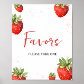 Minimalistische rode aardbei gunsten poster (Voorkant)