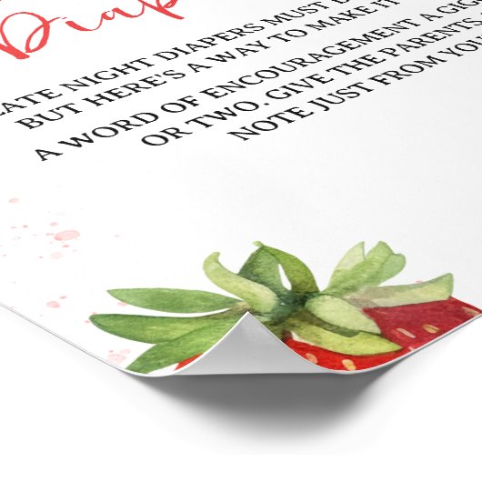 Minimalistische Rode Aardbei Late Night Luiers Poster (Hoek)