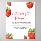 Minimalistische Rode Aardbei Late Night Luiers Poster (Voorkant)