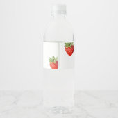 Minimalistische rode aardbei waterfles etiket (Achterkant)