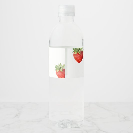 Minimalistische rode aardbei waterfles etiket (Achterkant)