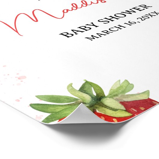 Minimalistische rode aardbei welkom poster (Hoek)