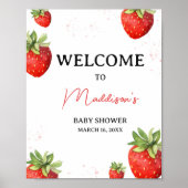 Minimalistische rode aardbei welkom poster