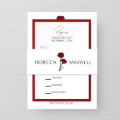 Minimalistische rode anjers bruiloft uitnodigingen wikkel