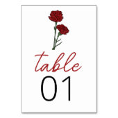 Minimalistische Rode Anjers Trouwtafelnummer Kaart (Voorkant)