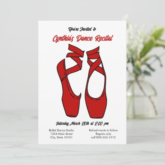 Minimalistische rode ballet dans overweging uitnod kaart (Staand voorkant)