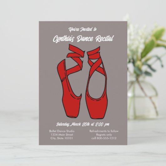 Minimalistische rode ballet dans overweging uitnod kaart (Staand voorkant)