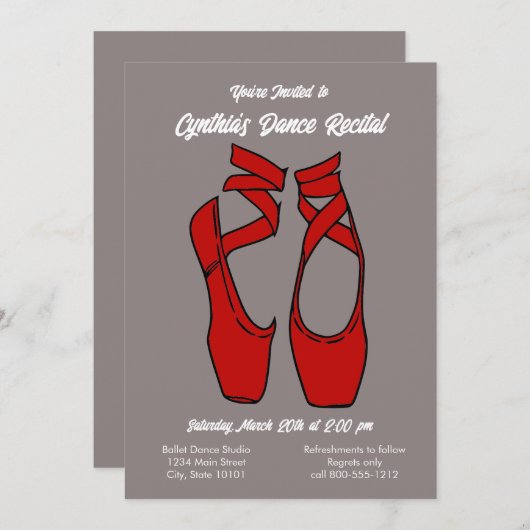 Minimalistische rode ballet dans overweging uitnod kaart (Voorkant / Achterkant)