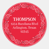 Minimalistische Rode Bandana Retouradres Sticker (Voorkant)