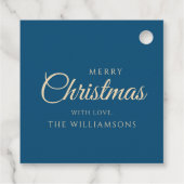 Minimalistische rode & blauwe retro groovy kerstbo bedankjes labels (Achterkant)