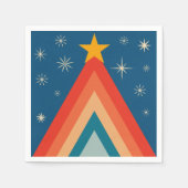 Minimalistische rode & blauwe retro groovy kerstbo servet (Voorkant)