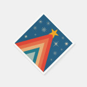 Minimalistische rode & blauwe retro groovy kerstbo servet (Hoek)