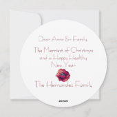 Minimalistische Rode Bloem Witte Achtergrond Kerst Feestdagenkaart (Achterkant)