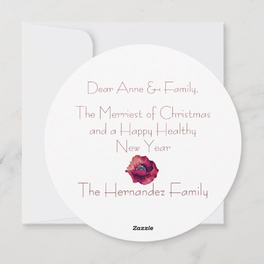 Minimalistische Rode Bloem Witte Achtergrond Kerst Feestdagenkaart (Achterkant)