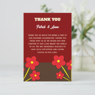Minimalistische rode bloemen trio ontwerp bedankkaart