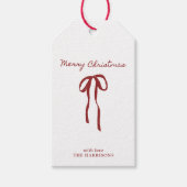 Minimalistische rode boog kerst cadeaulabel (Voorkant)